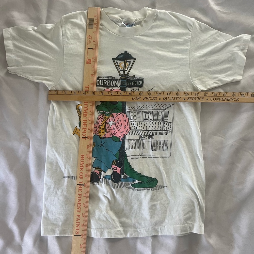 Vintage 80s New Orleans Alligator Saxophone T-Shirt Hanes‎ Fifty-Fifty - Picture 5 of 5